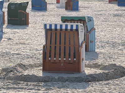 Krzesło plażowe, Plaża, Morza Północnego, wakacje, morze, w paski, piaszczystej plaży