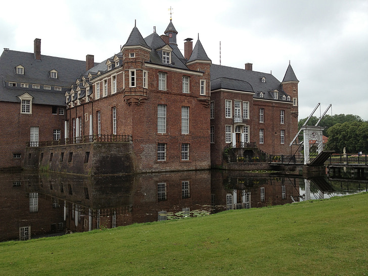 Moated castle, Anholt, Saksa, Pohjoisen Nordrhein-Westfalenissa, arkkitehtuuri, rakennus, Romance