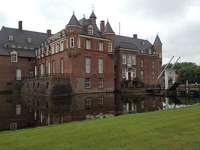 moated castle, anholt, germany, north rhine westphalia, architecture, building, romance