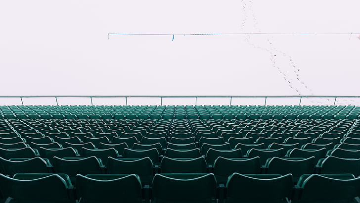 chairs, stadium, empty, rows, public, perspective, green