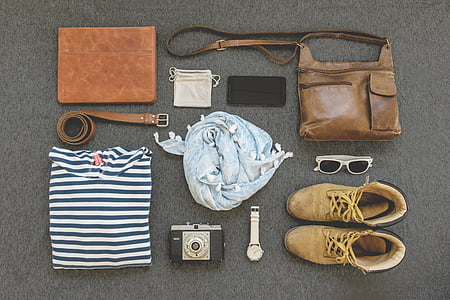 moda, bossa de mà, marroquineria, sabates, Jersei, rellotge, càmera
