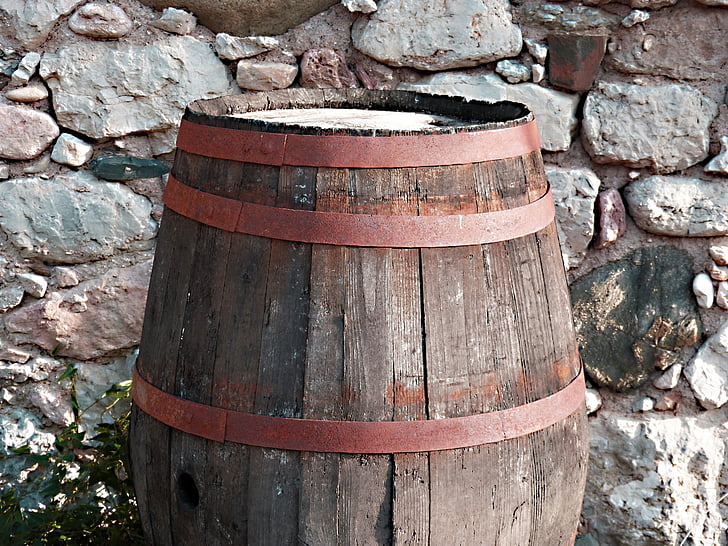 thùng, rượu vang, cũ, gỗ, sắt, Winery