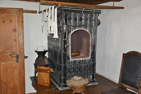 烤箱, 瓷砖炉, 农舍, 壁炉, 热, 木材, 老农舍