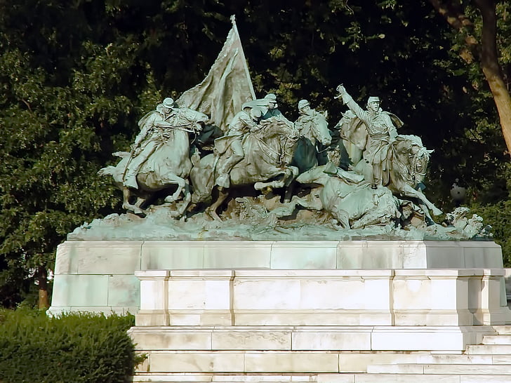 EUA, Washington, estàtua, Cavalleria, bronze, càrrega heroica, Estats Units d'Amèrica