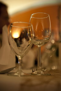 bril, tabel, tafeldecoratie, gedeckter tabel, gastronomie, leeg, wijn
