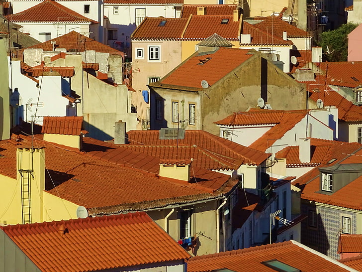 roofs, tile, lisbon, old town