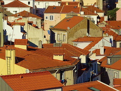 покриви, плочки, Лисабон, Стария град