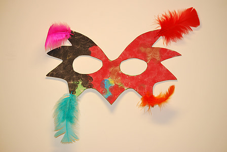 mask, plumes, carnival, homemade, venice