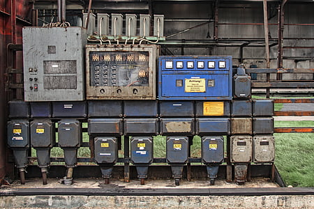 current, power boxes, old, factory, industry, ironworks