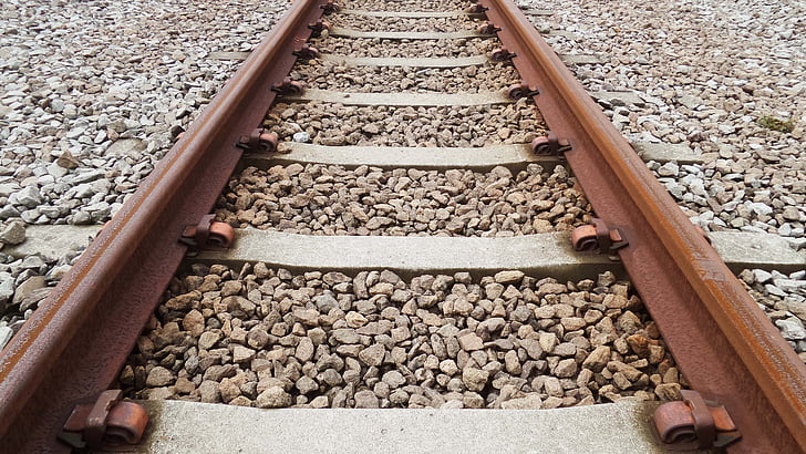 rail, train, stone, railway, railroad, track, perspective