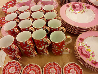 kitchenware and tableware, head, dish, rose, cup, decoration, crockery