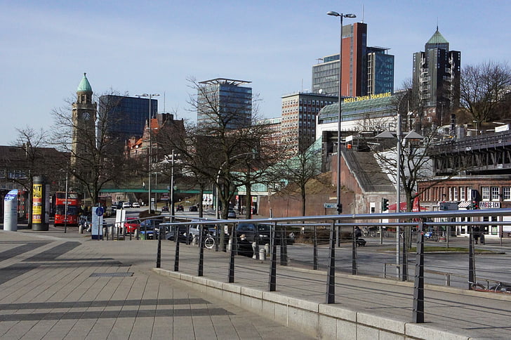 edifício, Primavera, estrada, corrimão, Hamburgo, arquitetura, cena urbana
