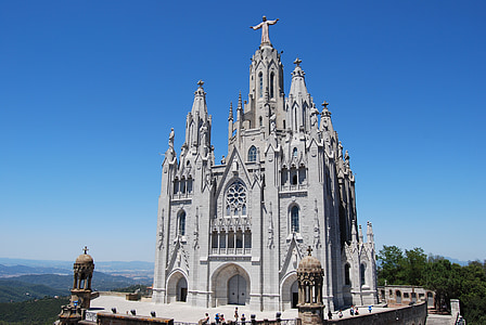 Tibidabo, Barcelona, Catalonia, katedralen, kirke, Catalunya, katedralkirken