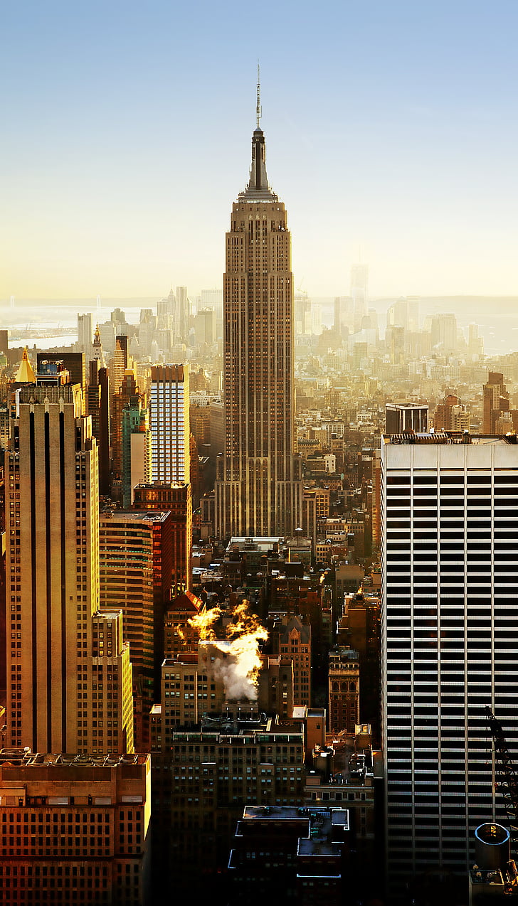 Empire state building, New york city, wolkenkrabber, stadsgezicht, stad, het platform, centrum