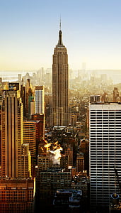 hensetter, Manhattan, skyskraper, bybildet, byen, arkitektur, sentrum