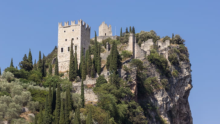 Castle, Gunung, benteng, indah, Arco, Italia, Menara