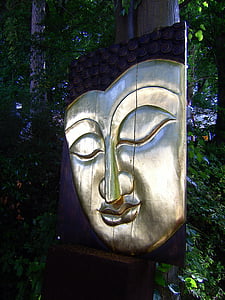 masker, Buddha, Kastil tüßling, refleksi, emas, patung, budaya