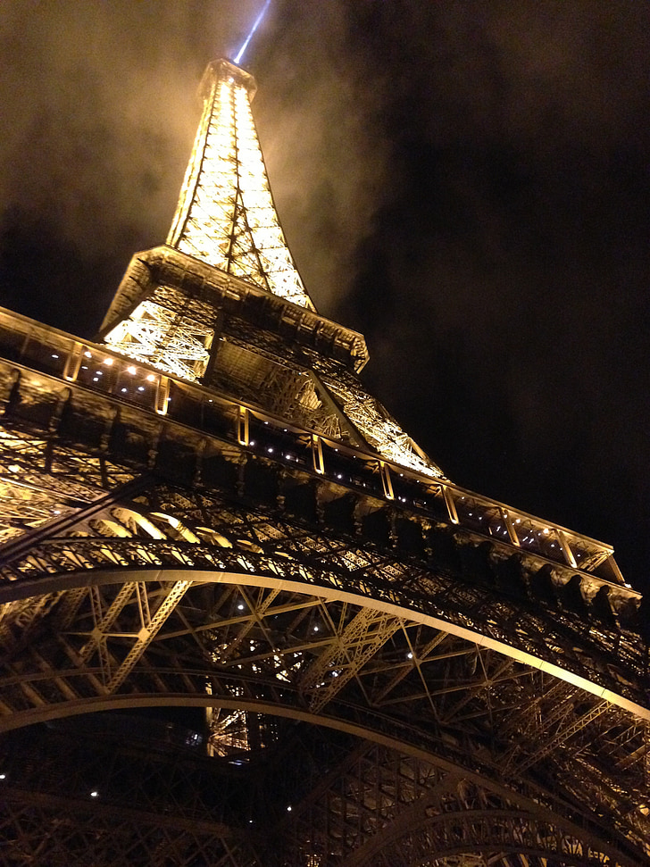 Айфеловата кула, Париж, светлини, Франция, пътуване, небе, Паметник
