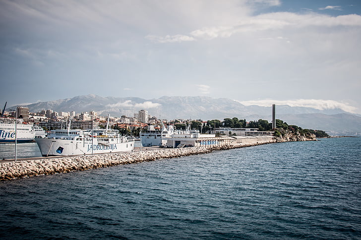 Chorvátsko, Split, Dalmácia, Steamboat, more, lode, Port