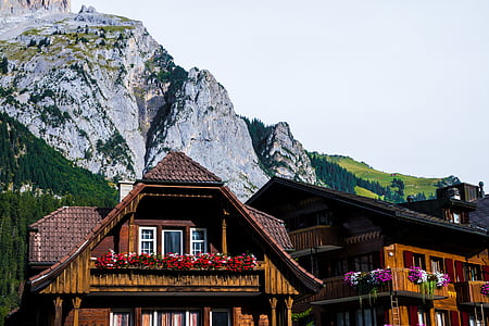 Swiss farmhouse, góry, Chalet, Szwajcaria, gruntów, Bauer, Kandersteg