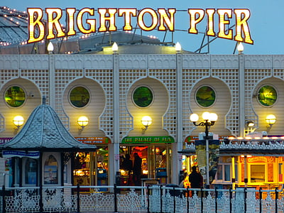 néon, Brighton, Pier, jetée de Brighton, l’Angleterre, Sussex, lumière