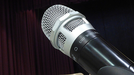 microphone, mic, isolated, black, silver, simple, speaker