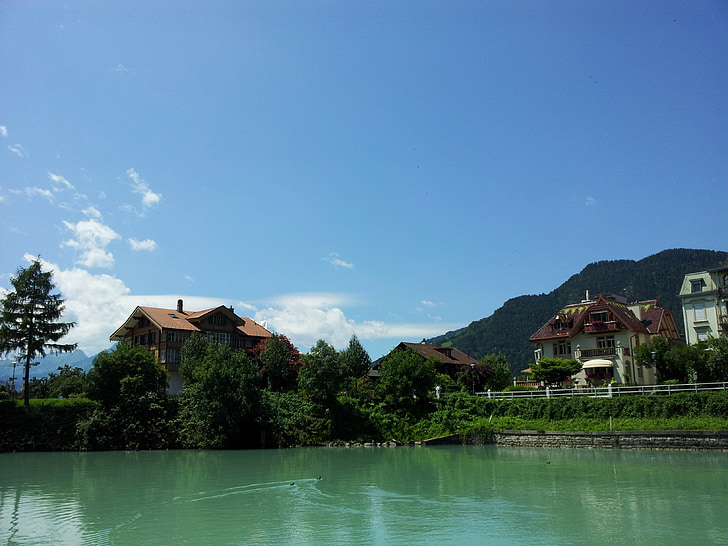 řeka, vesnice, Swiss