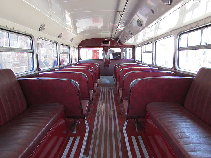 busz, régi, Vintage, szállítás, jármű, retro, jármű-belső