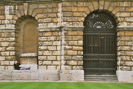 женщина, Оксфорд, Университет, студент, устал, на открытом воздухе, Отдых