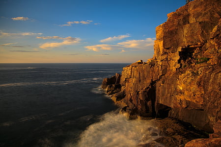 solopgang, landskab, naturskønne, Otter cliff, kystlinje, morgen, bølger