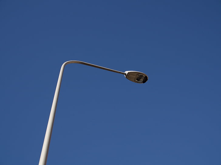 white, street, light, daylight, blue, sky, lamp post