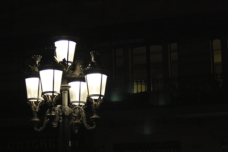 fotografie, kroonluchter, lampen, straat lamp, antieke, binnenshuis, donker