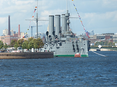 ratni brod, oklopna krstarica, St petersburg, Rusija, povijesno, Rijeka, Newa