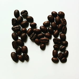 커피, 콩, 커피 콩, 편지 m, m, 콩, 갈색