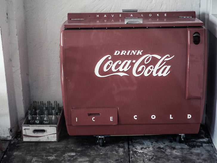 marrone, Coca, Cola, congelatore, dispositivo di raffreddamento, oldschool, vintage