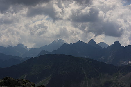 dağlar, Tatry, Panorama świnica üzerinden, Dolina pięciu stawów polskich, yüksek tatras, dağ, doğa