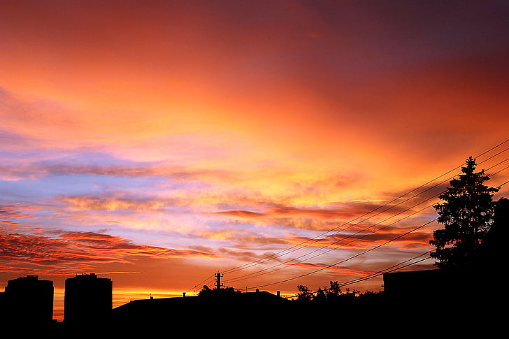 Turuncu, günbatımı, Fotoğraf, Dusk, siluet, manzara, gökyüzü