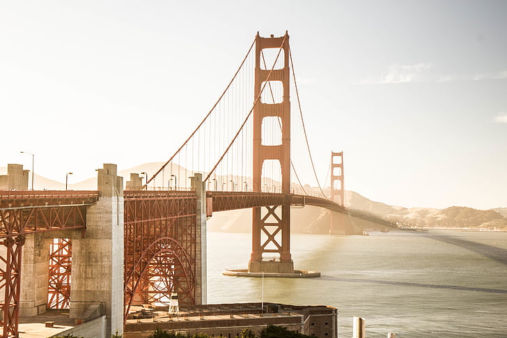 dourado, portão, ponte, San, Francisco, Califórnia, edifício