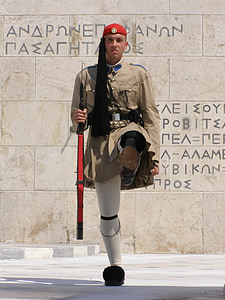 Αθήνα, Ελλάδα, στρατιώτης, μια φρουρά ασφάλειας, Warta, φρουρός