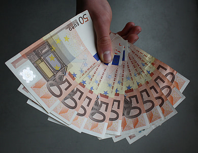 euro, sedlar, hand, Holding, pengar, anteckningar, Cash