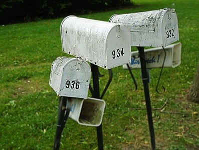 postaláda, Postbox, Letterbox, mail, Post, számok, szennyezett