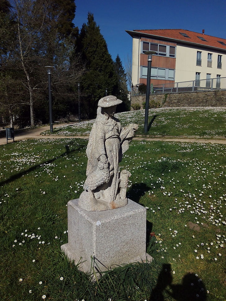 statue, græsplæne, Santiago Compostela, Galicien