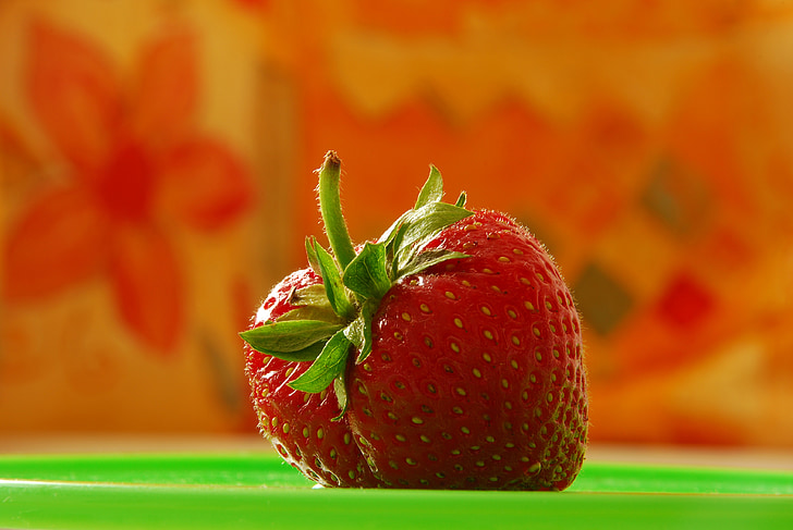fruit, strawberry, red