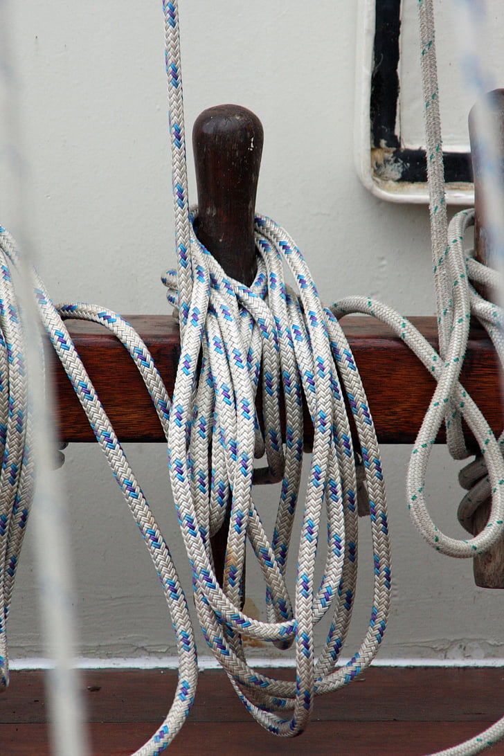 Rasos, virvė, mėlyna, balta, nustatymo, laivas, mazgas
