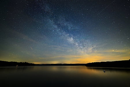 Bima Sakti, Danau, pemandangan, bintang, air, perairan, Ruang