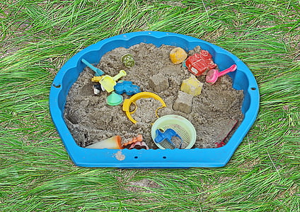 buddelkiste, sand pit, sand, toys, playground, child, plastic
