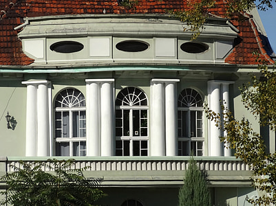 house, front, balcony, architecture, columns, windows, facade