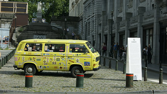 tự động, xe tải, Van, cũ, màu vàng, Stickers, Street
