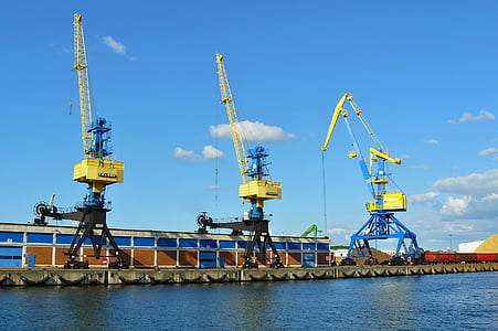 hamn, hamnkranar, tranor, hamnen crane, industrin, Tyskland, Ladda crane