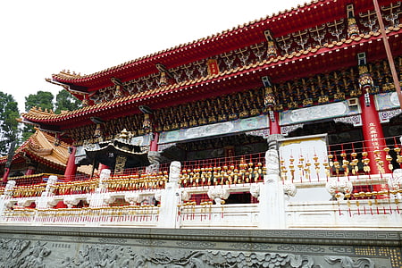 Templo de, Budismo, Taoismo, Taiwan, China, deuses, telhado
